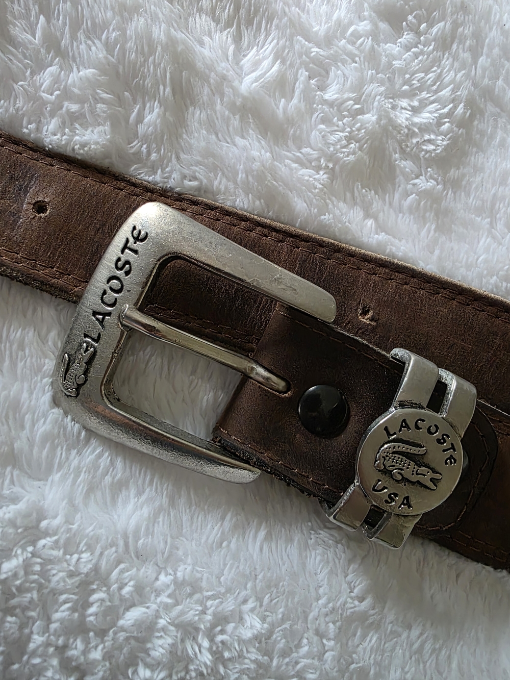 Lacoste Brown Leather Belt with Buckle
